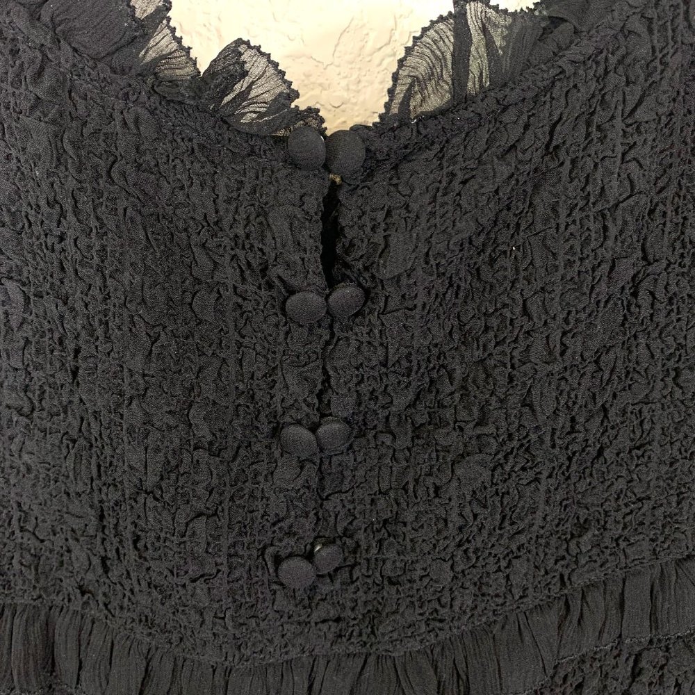 ULLA JOHNSON Black Silk Gia Dress Smocked 8 - Picture 10 of 10